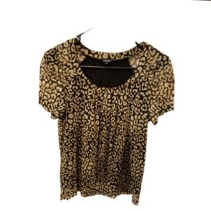 RAFAELLA Leopard print lined mesh top